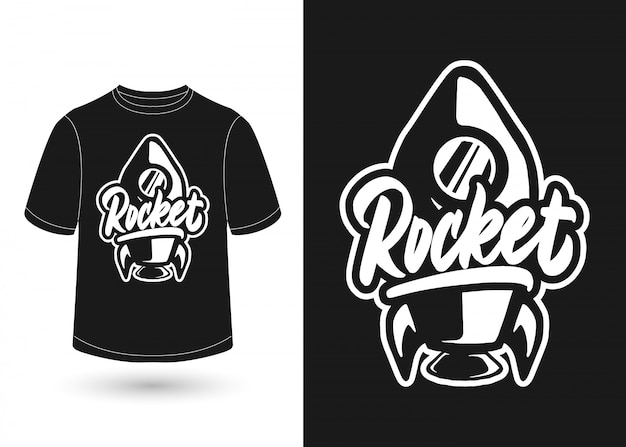 Rocket hand lettering for t-shirt design