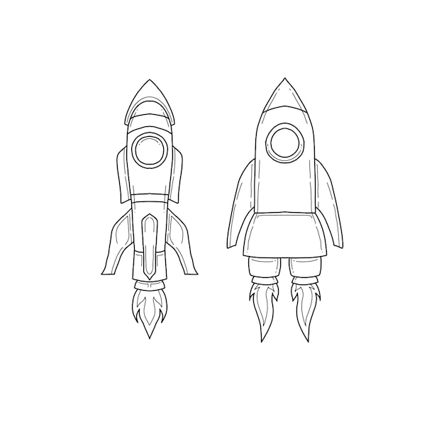 rocket handrawn doodle illustrations vector set