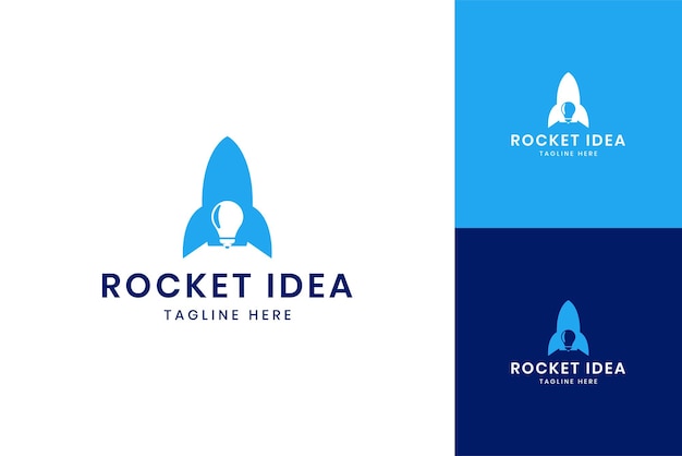 Rocket idea negative space logo design