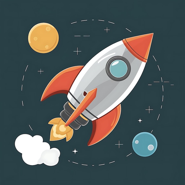 Rocket launch vector flat design