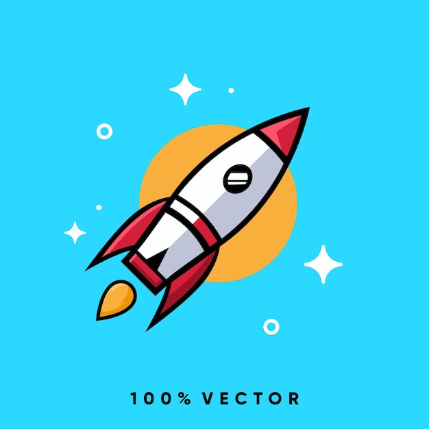 Rocket launching cartoon icon vector illustration