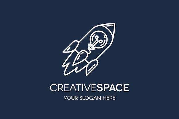 Rocket and light bulb linear vector logo template