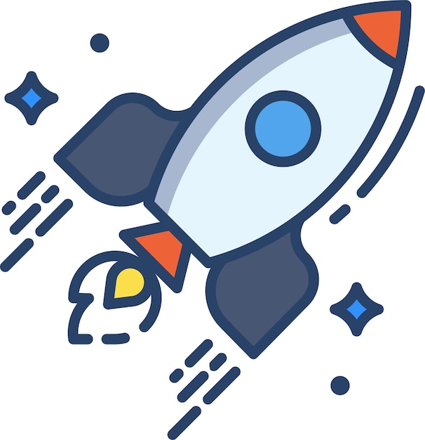 Rocket linear color illustration