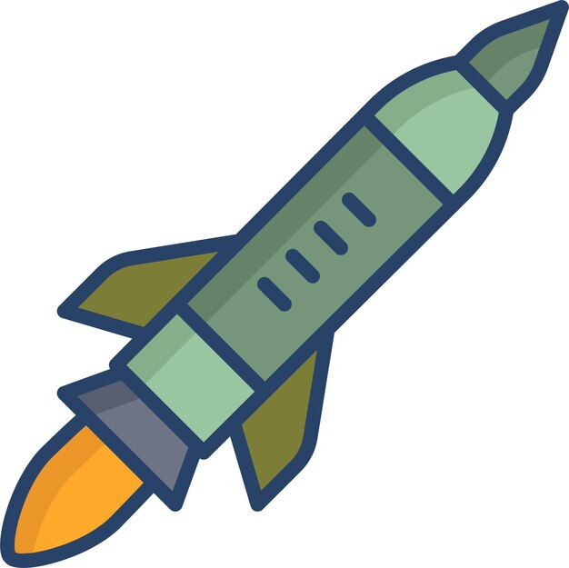 Vector rocket linear color illustration