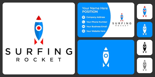 Rocket logo design with business card template.