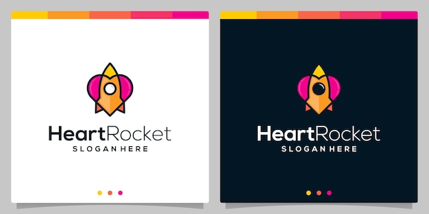 Rocket logo icon vector template and colorful heart logo icon