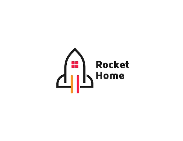 Rocket logo with house design illustration