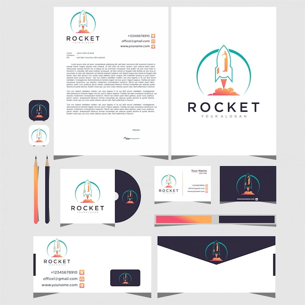 rocket logo with stationery