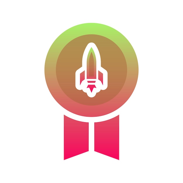 Rocket medal logo gradient design template icon element