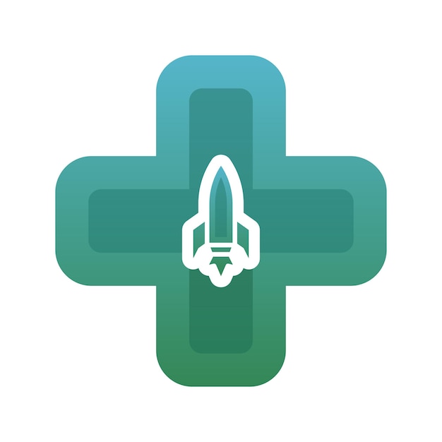 Rocket medical logo gradient design template icon element