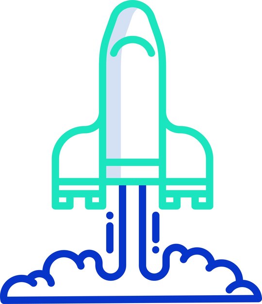 Vector rocket outline color vector illustration