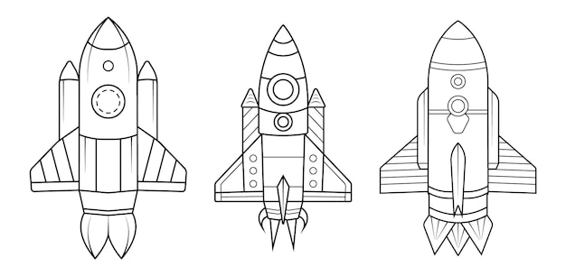 Rocket outline drawing coloring book page