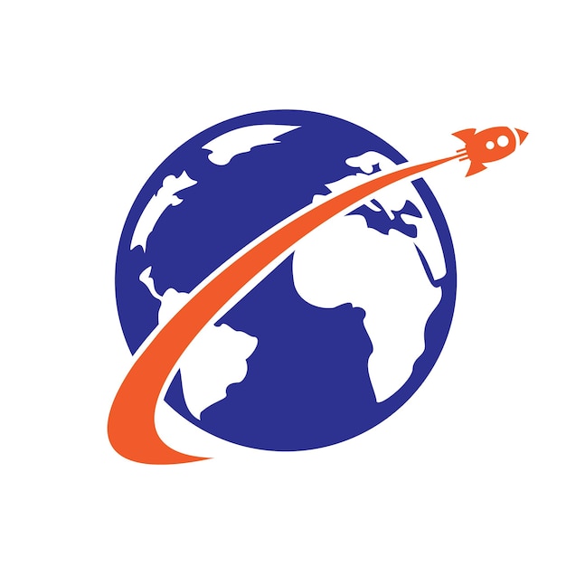 Rocket planet vector logo design