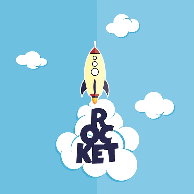 rocket ship launch theme vector art illustration