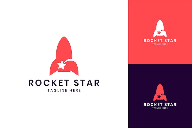 Rocket star negative space logo design