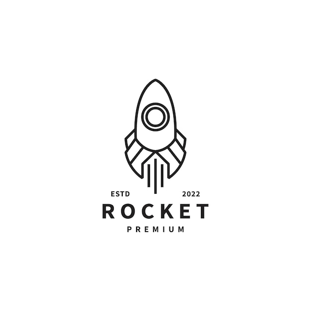 Rocket vector icon illustration logo design with line art style