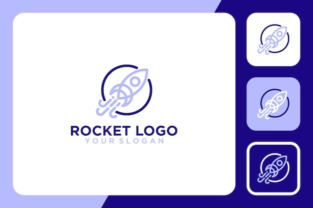 rocket with line art logo design inspiration
