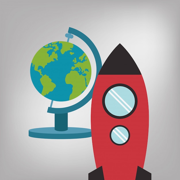 rocket with science related icons image 