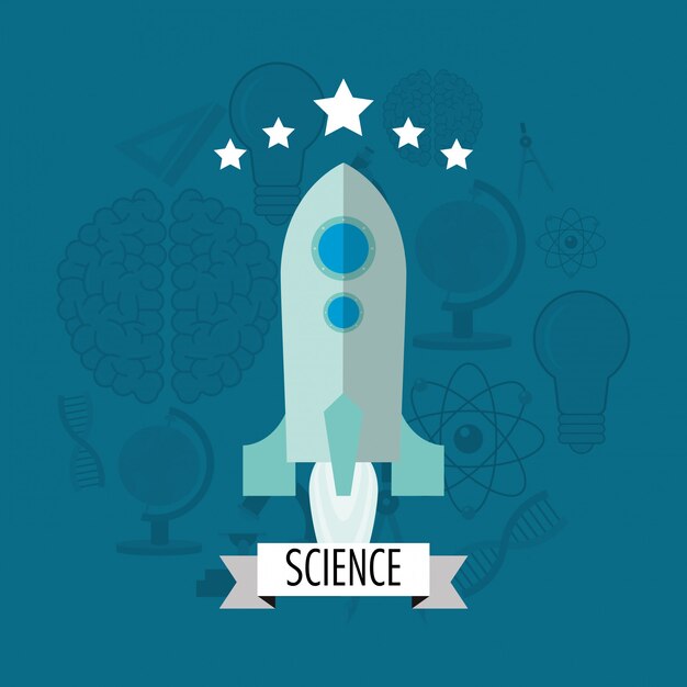 Vector rocket with science related icons image 