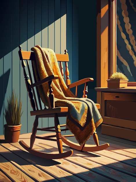 Vector a rocking chair with a blanket on it that says quot the sun is shining quot