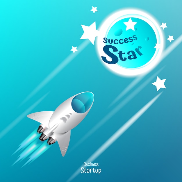 Rocktet space go to success concept background vector