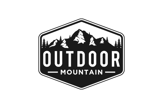 Rocky mountain logo adventure park outdoor emblem badge tent camp illustration