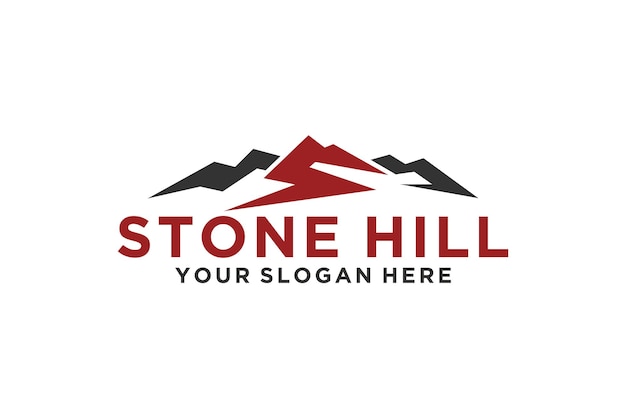 Rocky mountain logo design summit silhouette shape outdoor icon symbol stone hill