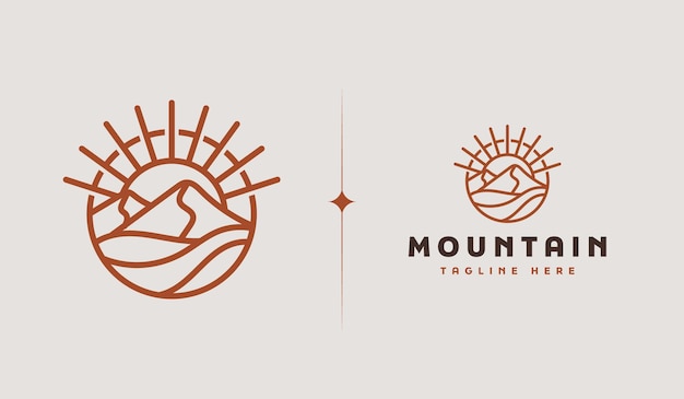 Rocky Mountain Pine Tree Mountain Hilltop Nature Landscape Universal creative premium symbol Vector sign icon logo template Vector illustration