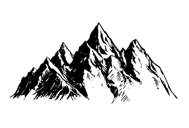 Rocky mountains hand drawn style vector illustration