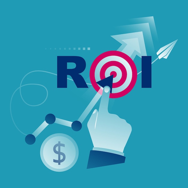 ROI concept Return on investment ROI business marketing Vector