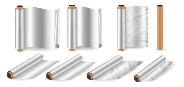 roll of aluminum foil isolated on white