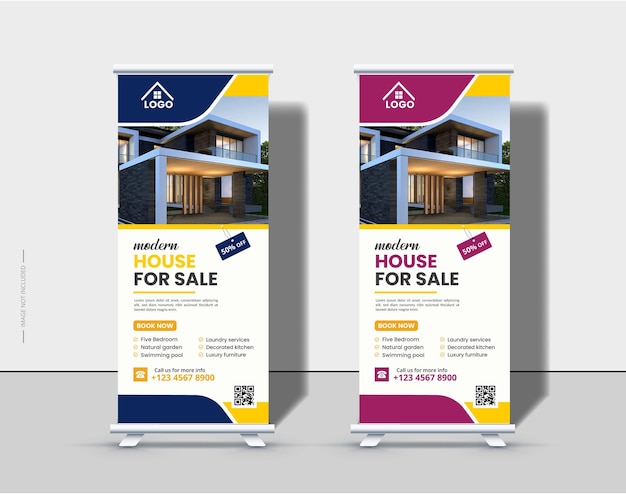 roll up banner design for real estate agency Premium Vector