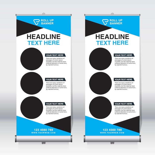 Roll up banner, pull up banner, x-banner, modern vertical new vector design template