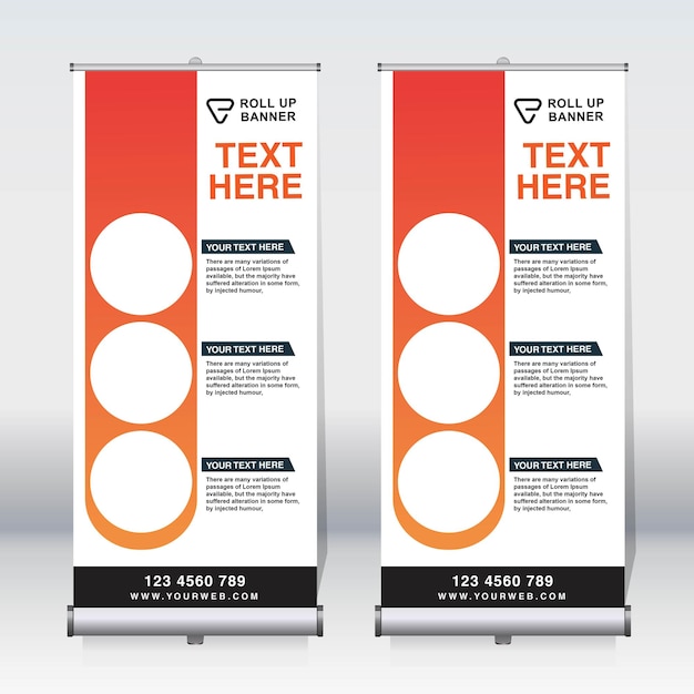 Roll up banner, pull up banner, x-banner, modern vertical new vector design template