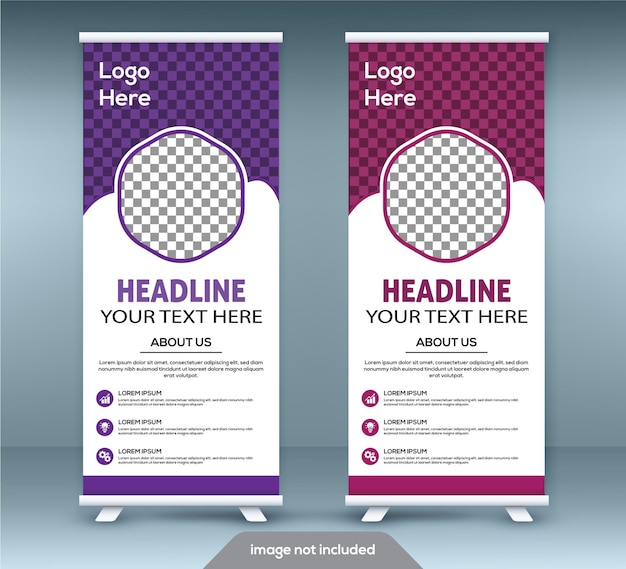 Roll up banner stand template design Vertical banner template Universal stand for conference