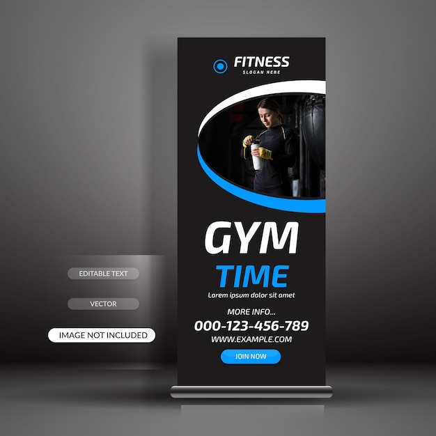 Roll Up Banner Template For Fitness and Gym