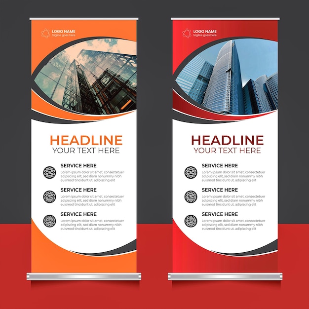 roll up banner vector template