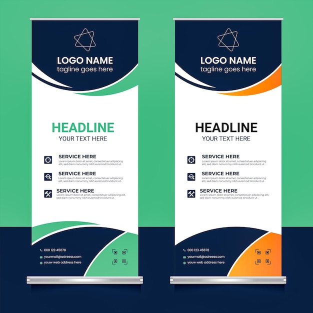 roll up banner vector template