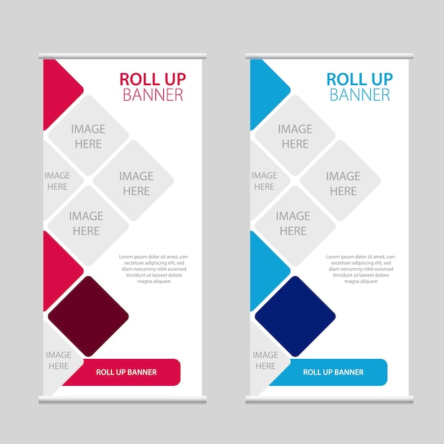 Vector roll up banner vertical template design, modern x-banner and flag-banner advertising. vector