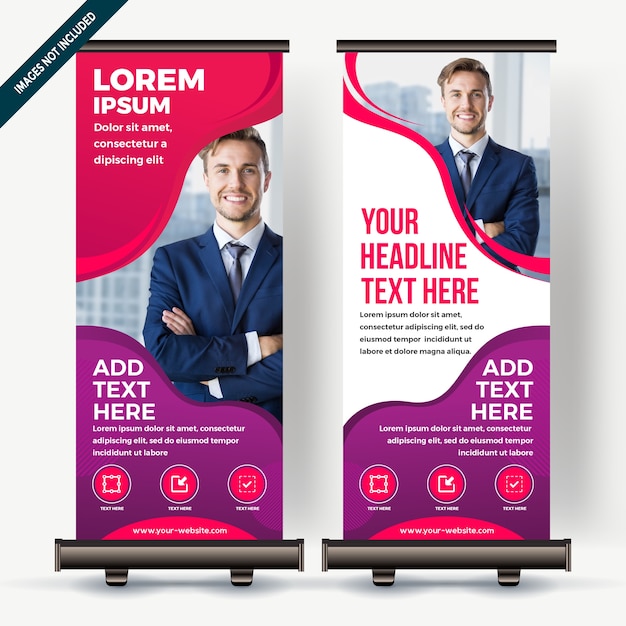 Roll up banner with colorfull gradient modern