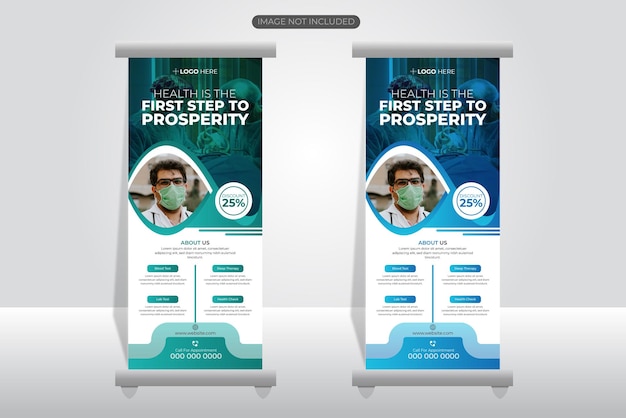 roll up banner or x banner design template for medical clinic