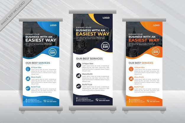 Roll up banner or x banner stand design template rollup corporate business