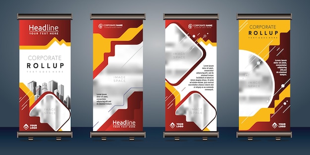 roll up banners template with business presentation design template