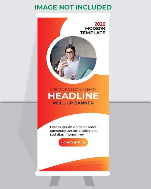 Roll Up Red circle creative banner template