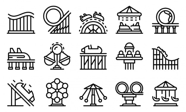 Roller coaster icons set