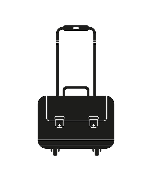 Rolling Briefcase Icon Portfolio Silhouette Vector Illustration