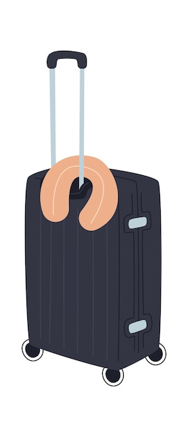 Rolling travel suitcase with neck pillow