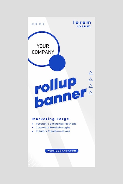 Vector rollup banner design with simple shapes for minimalistic company promotion