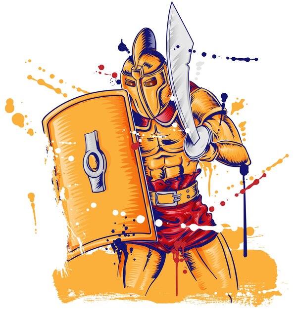 Vector roman gladietor warrior mascot isolated on white