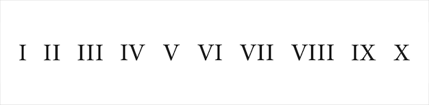 Roman numerals icons Roman numbers from one to ten Numbers 11